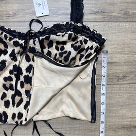 Windsor Womens Leopard Print Corset Cropped Top Size Medium Brown Tan