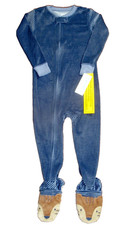 Carter's Boys Animal Footed Sleeper Size 2T Blue Striped Velour 1-Piece Pajamas