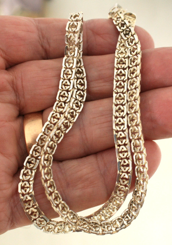 Vintage Sterling Silver 925 Flat Chain Elegant Necklace 17.5"; 20 g