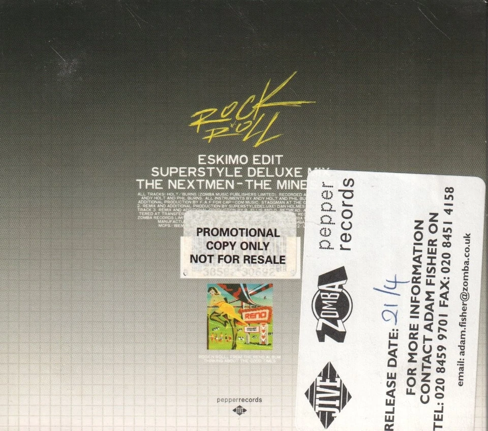 Reno Rock N Roll CD Europa Pepper 2002 Single Im Digipak Hat Promo/Release Datum - Bild 2 von 3