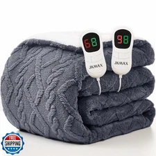 JKMAX Heated Electric Blanket King Size-100"x90" Heating Blanket with 10 Heat