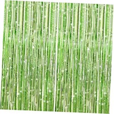 2Pack Foil Curtain Backdrop Green Metallic Tinsel Foil Fringe Light Green