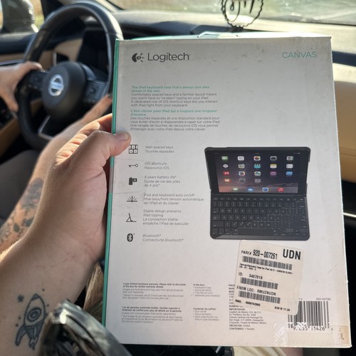 Logitech Canvas Keyboard/Cover Case (Folio) for iPad Air 2 - Black - Picture 2 of 2