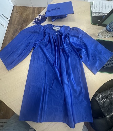 NEW Kids Childrens Primary School Graduation Gown and Cap shine blue size 30 - Picture 3 of 6