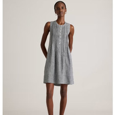 Quince 100% European Linen Sleeveless Swing Dress Women XS Classic Gingham NWT