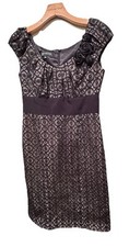 Jones New York Black Lace Champagne Underlay Dress Size 4 S Knee Length Evening