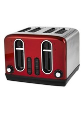 New Red Stainless Steel 4-Slice Toaster - Premium Kitchen Appliance for Quick