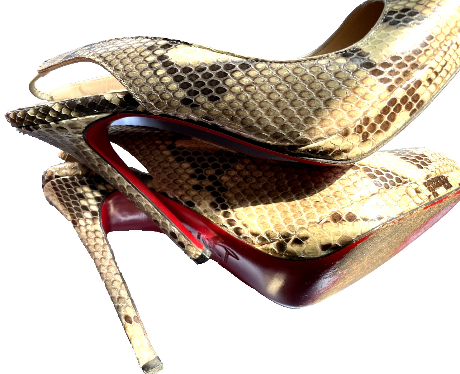 LOUIS VUITTON PARIS  PYTHON SLING BACK PLATFORM H… - image 3