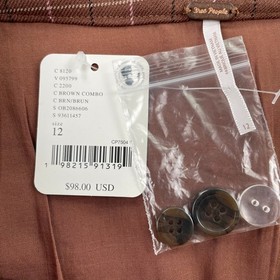 NWT Free People Saturn Brown Plaid Bubble Mini Skirt 12 Dark Academia Low Rise