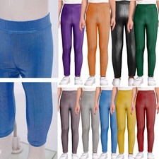 Kids Girls Trousers Performance Tights Elastic Waistband Pants Athletic Costume