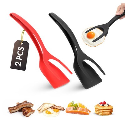 Egg Flipper Spatula Tongs Set of 2 PCS - 2 in 1 Grip and Flip Spatula Tong Multi