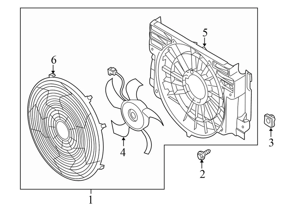 2000-2006 BMW X5 - электрический толкатель вентилятор корпус / плащ 6921381 - Изображение 3 из 4