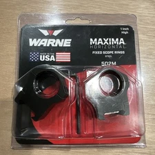 Warne Maxima Scope Rings Fixed 1" High Square Recoil Key Horizontal Black  502M