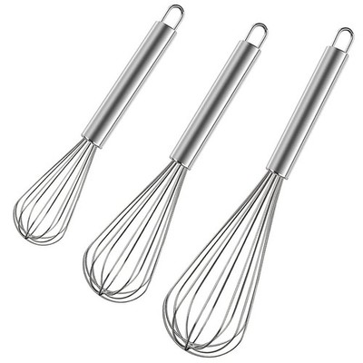 3 Pack Stainless Steel Whisk Set for Cooking Whisking Blending, 8/10/12 Inch