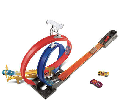 Hot Wheels Action Energy Track Double Power Loops Track Set 3 Cars