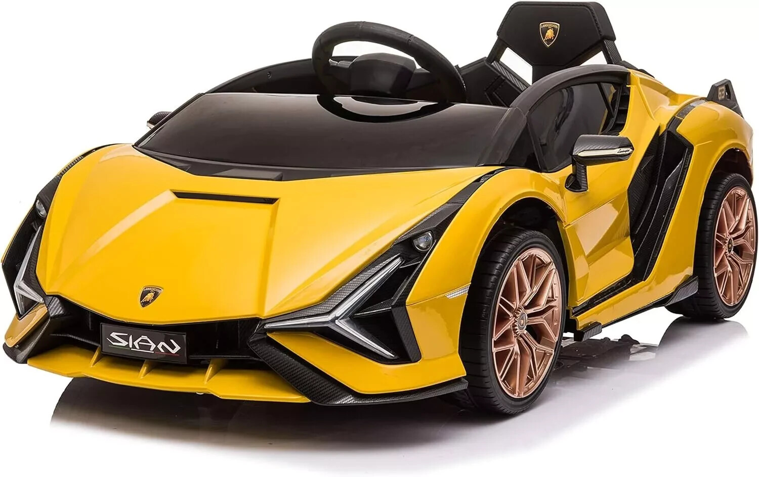 Лучшая поездка на автомобилях Детский электромобиль желтого цвета Lamborghini Sian 12V