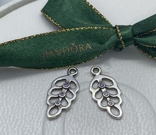 Pandora Compose Feather Leaf Attachment Earrings 290629ACZ Purple Genuine Leaves