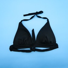 Victorias Secret Large Triangle Bikini Plunge Padded Black Swimsuit VS Top New