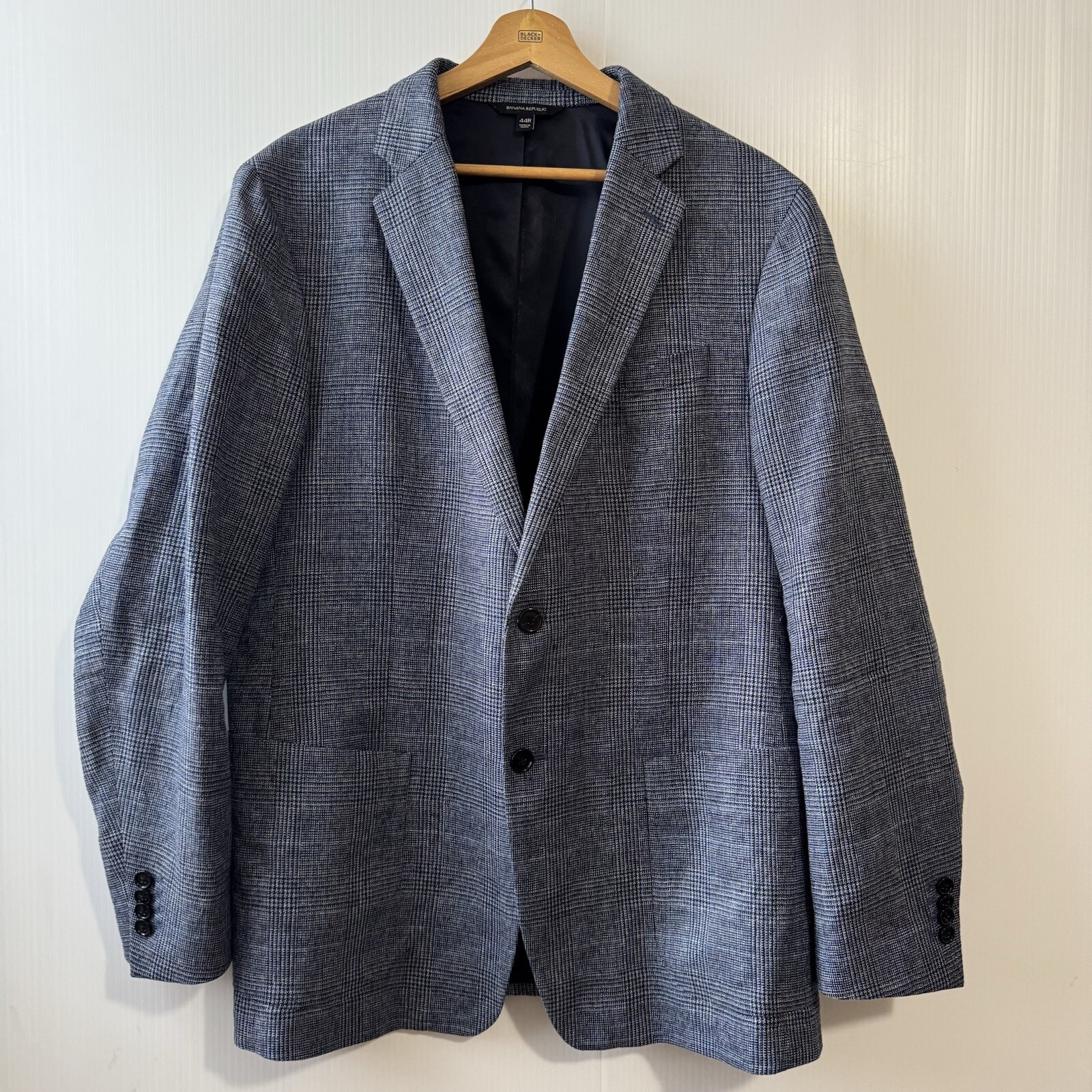 Banana Republic Linen Blend Men's Blue Gray Slim Fit Blazer Size 44 Regular