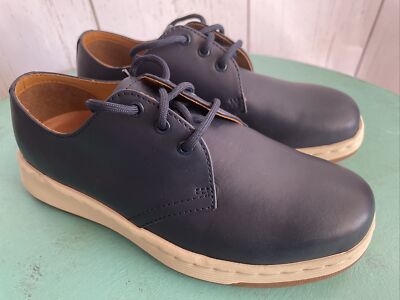 Doc Martens Navy Cavendish Leather Softwair White Soles Shoes Wms 5 NEW