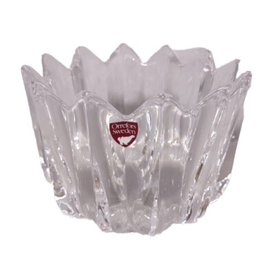 Orrefors Fleur Crystal Bowl 4.75'' x 3.25'' V Grooves