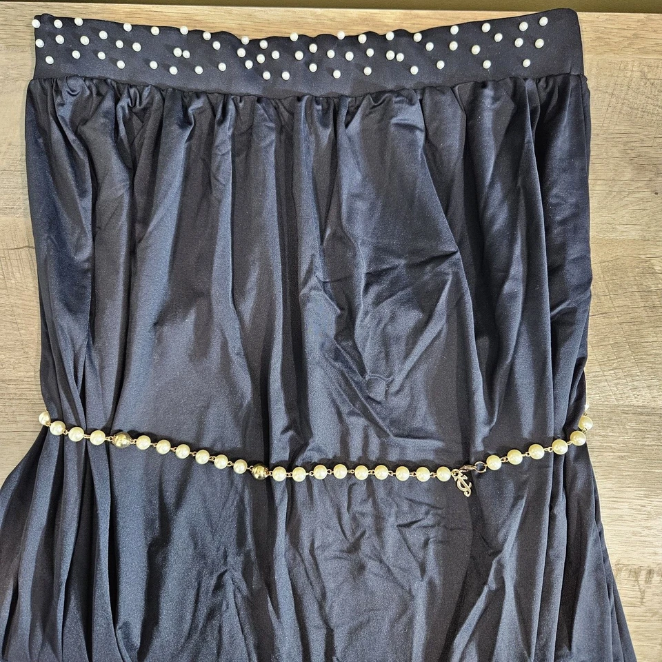 Vestido tubo Y2K Juicy Couture para mujer talla XL playa realeza perlas negras cubierta Foto 3 de 4