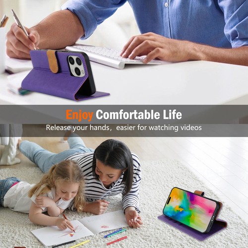 For iPhone 16 15 14 13 12 Pro Max Magnetic Leather Wallet Card Flip Case Cover - Picture 53 of 64