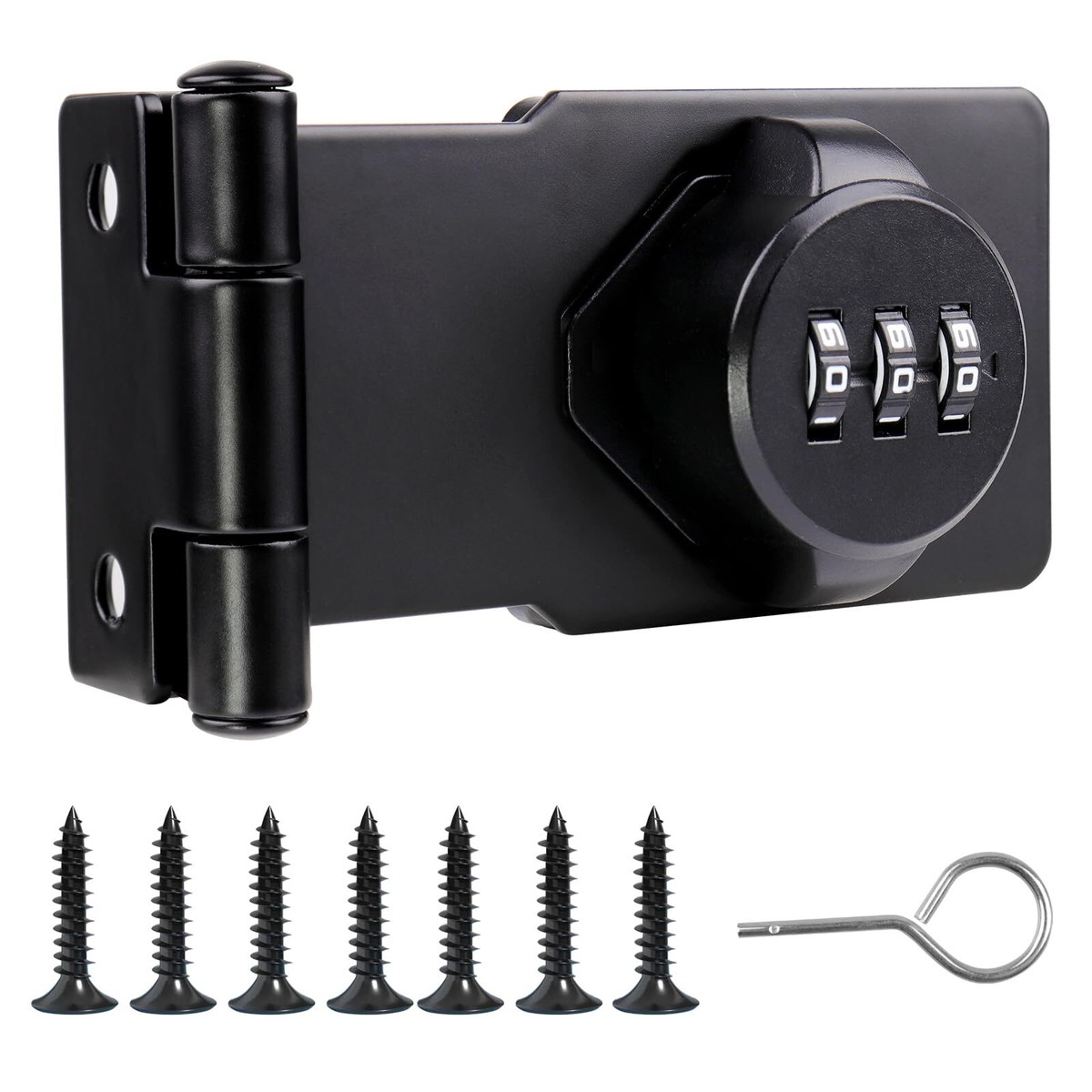 Combination Hasp Lock - 3-Digit Password Lock For Cabinets, Mailboxes & Doors