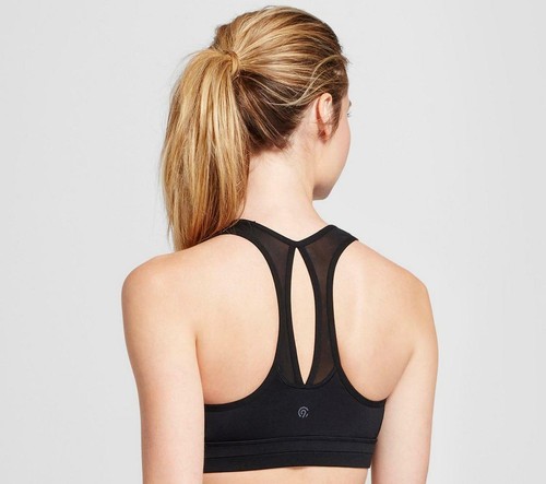 Women's Keyhole Racer Back Sports Bra - C9 Champion (Black, M) - 第 2/2 張圖片