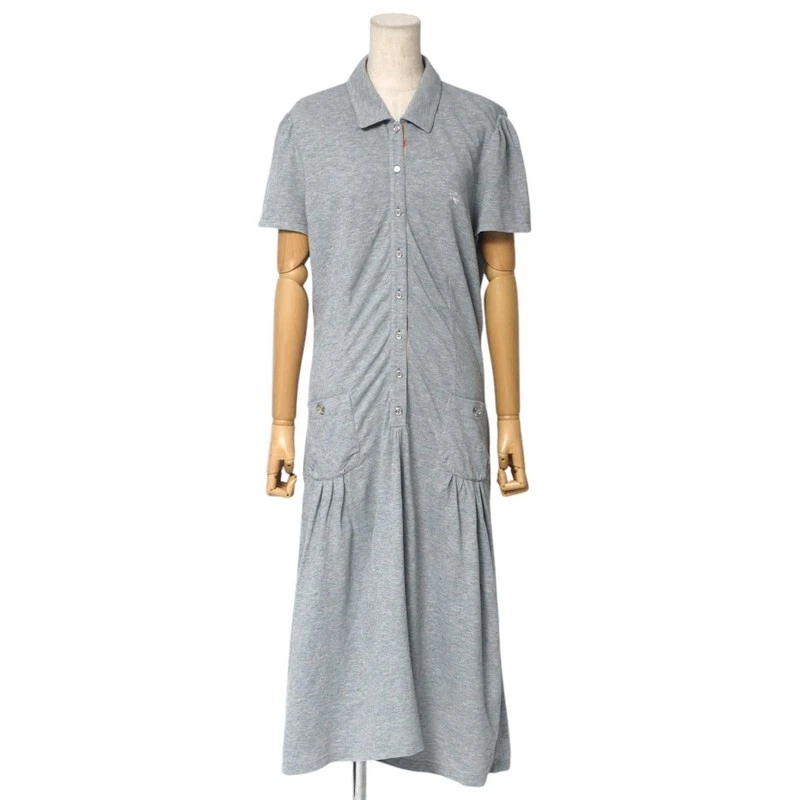 BURBERRY pezzo unico taglia 40 abito lungo manica corta con logo ricamato e...