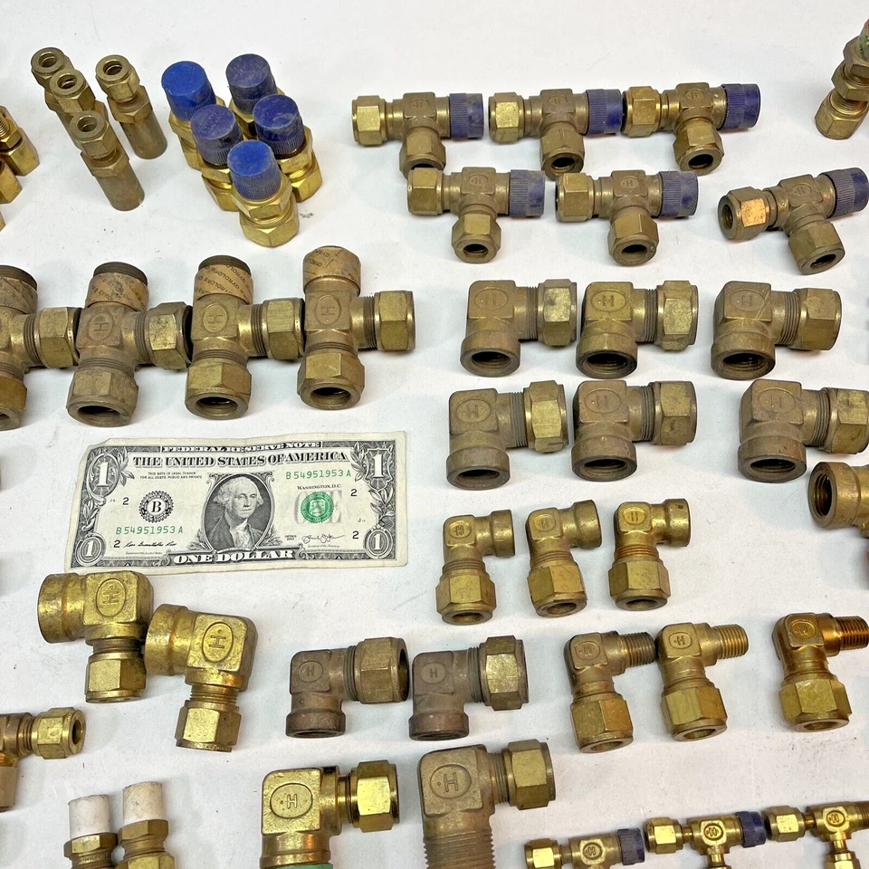 NEW 200+ pcs LARGE LOT GYROLOK HOKE BRASS TUBING TUBE COMPRESSION FITTINGS HR - Image 4 of 4