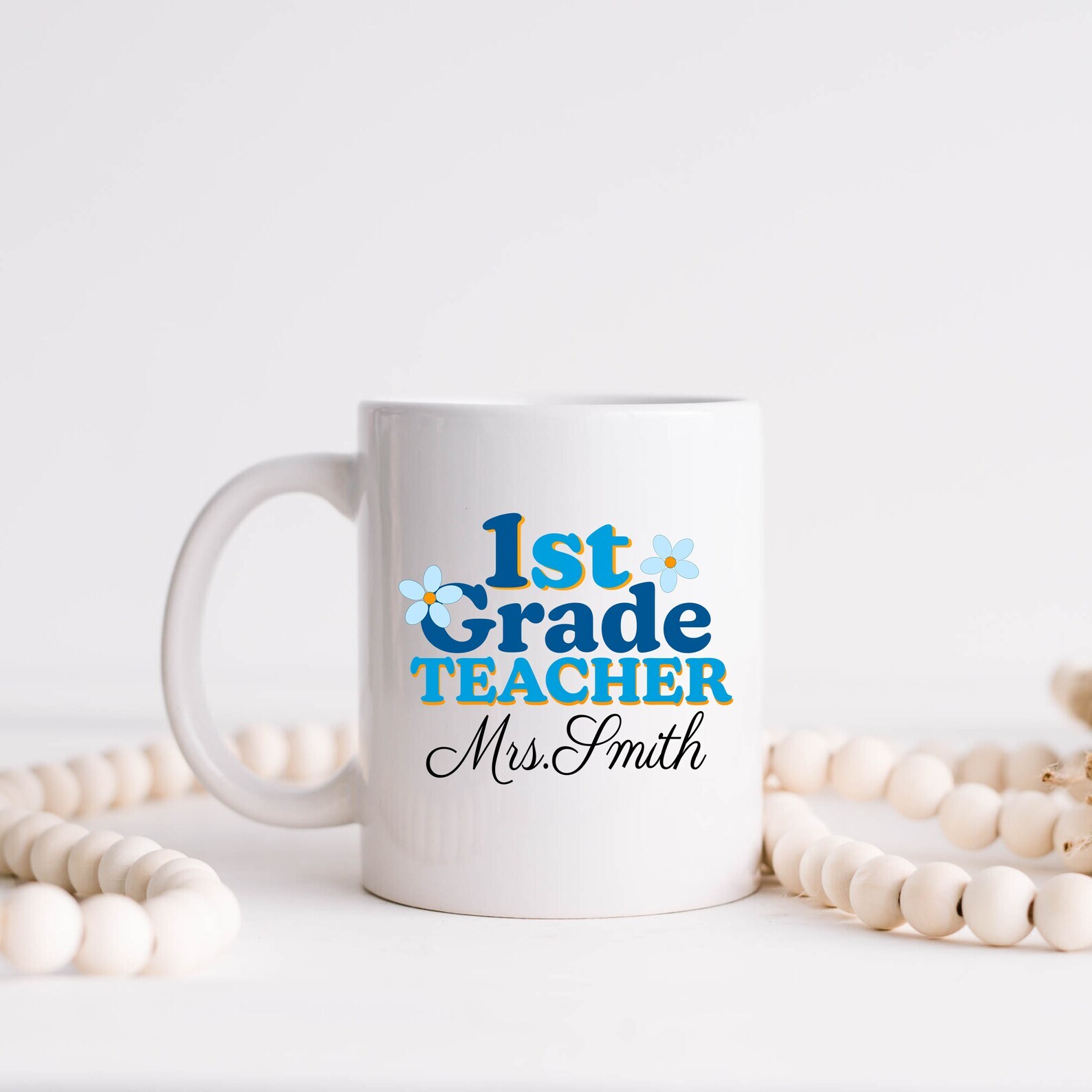 Floral 1st Grade Teacher Ceramic Mug Personalized Mug Gift For Teacher School