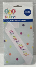 "It's My Birthday" Sash White w/ Rainbow color letters by 321 Party 20997 NEW