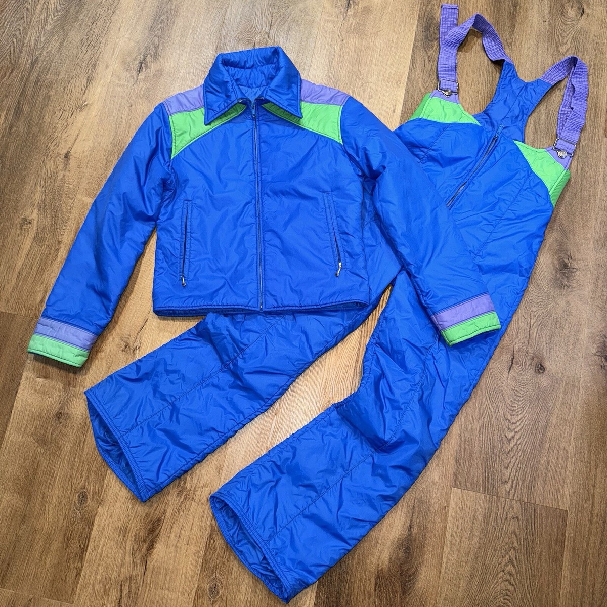 Vtg 60s 70s Ski Suit Snowsuit Swing West Jacket Coat Snow Bib
