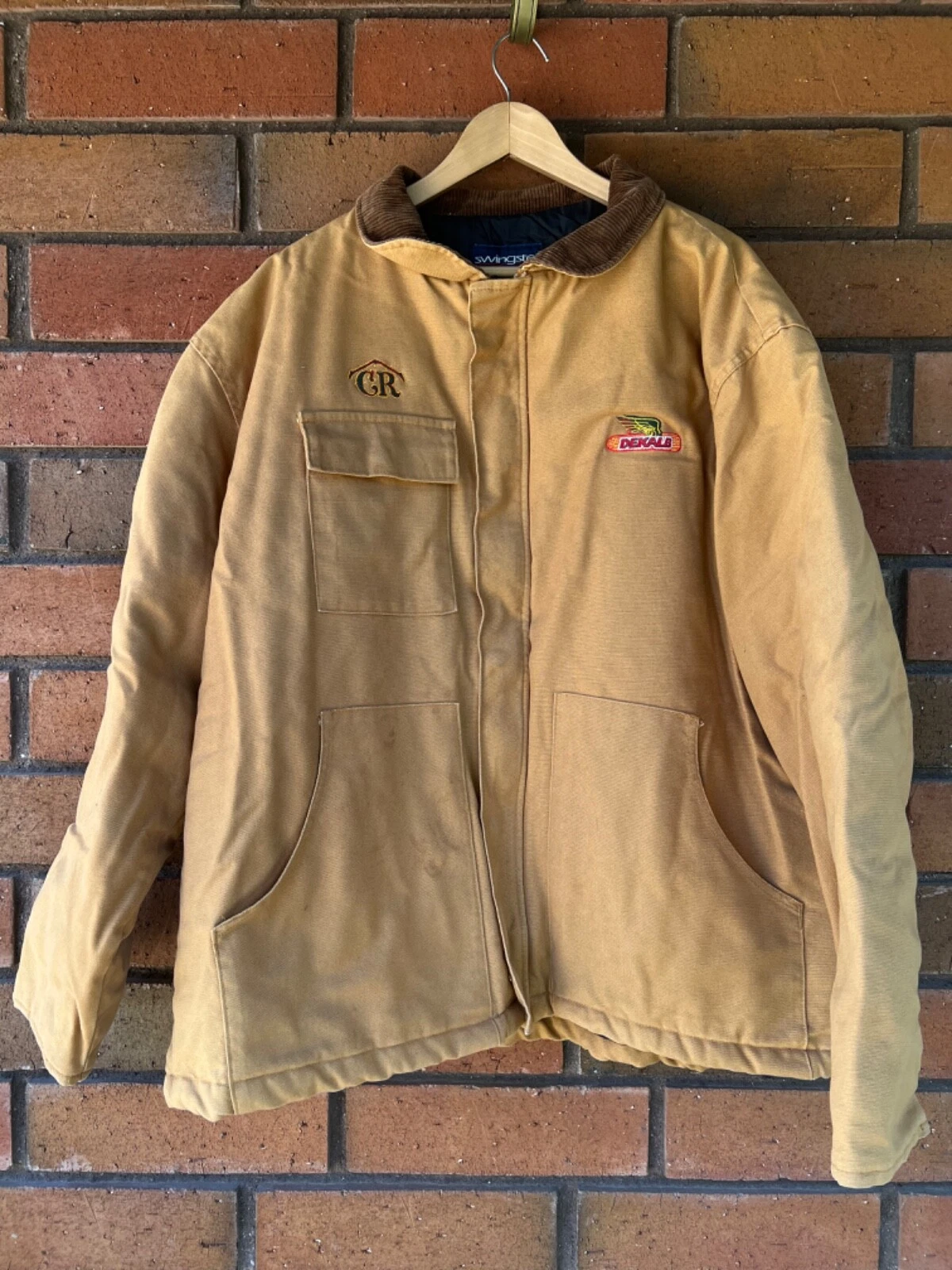 VETEMENTS Giacca tela vintage colletto velluto a coste swingster stile Carhartt marrone uomo XXL