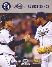 Yasmani Grandal & Joaquin Benoit 2014 Padres vs Brewers Game Lineup Card Program