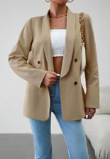 Lapel Double Breasted Blazer