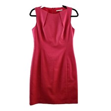 T Tahari Sheath Dress 2 Red Minimalist Sleeveless Elegant Pleated Neckline Lined
