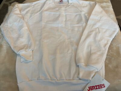 Vintage Jerzees Blank White Crewneck  Sweatshirt Mens Size M Made in USA W/tags