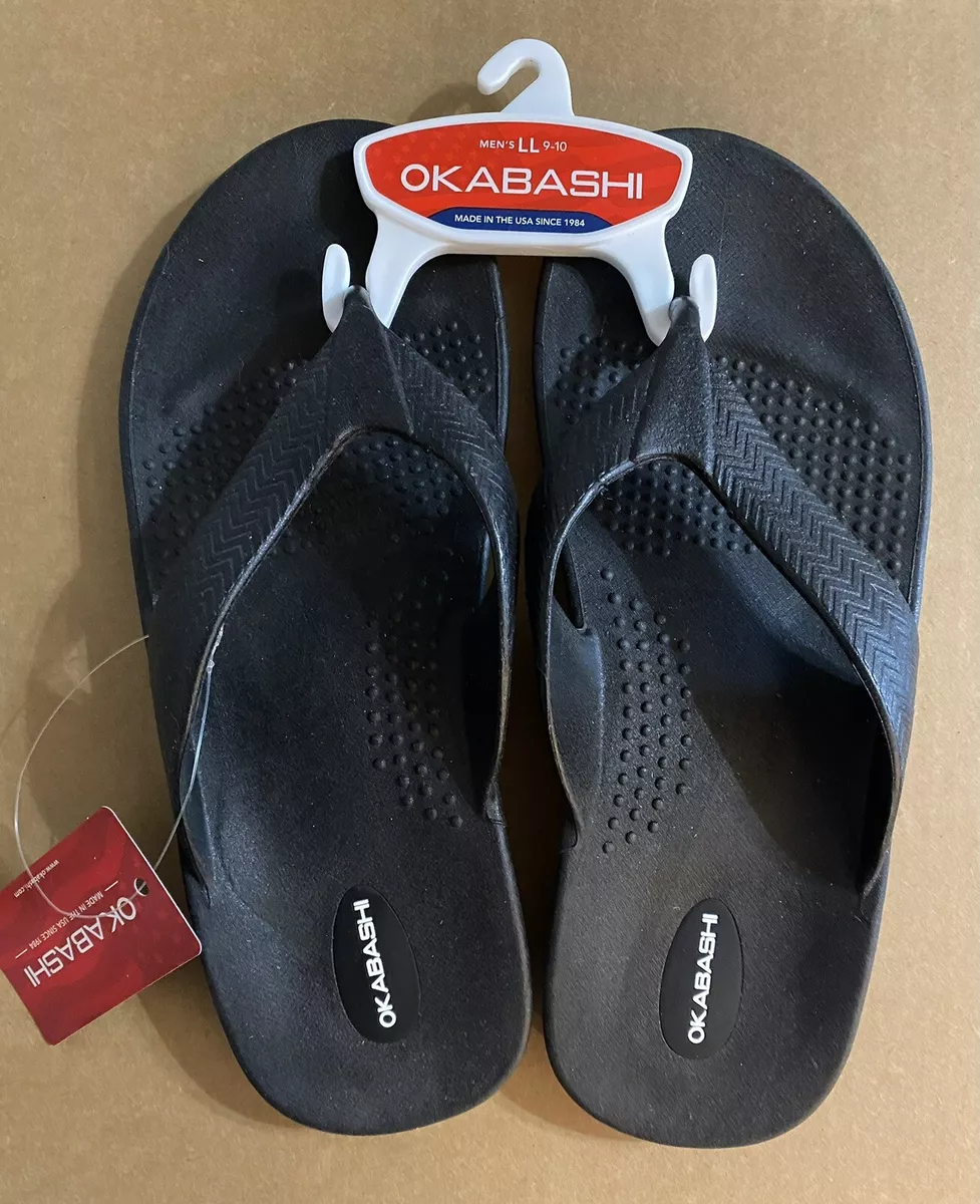 Okabashi Men s Flip Flops sz LL 9.0 10.0 Black eBay