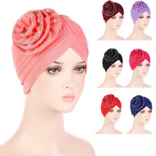 Flower Women Hijab Wrap Chemo Beanie Bonnet Cap Muslim Turban Hair Loss Hat Arab