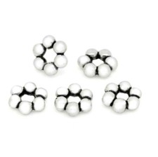 100 Antiqued Tibetan Silver 9mm Beaded Heishi Disc Rondelle Daisy Spacer Beads