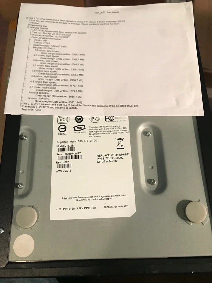 HP Q1539B ULTRIUM 960 LTO 3 SCSI EXTERNAL TAPE DRIVE LTO3 LTO-3 - Image 4 of 4