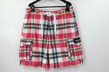 Abercrombie fitch mens XL 9" mesh lined cargo board shorts pockets plaid swim