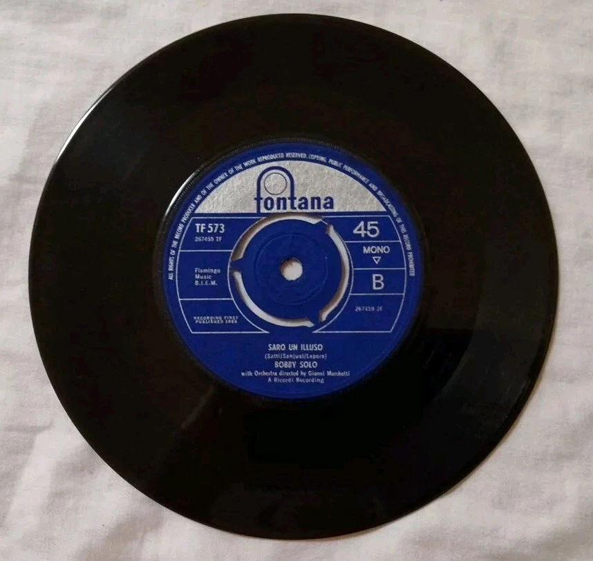 Bobby Solo-Si Piangi Se Ridi/Saro Un Illuso Vinyl 7" Single.1965 Fontana TF 573. - Image 4 of 4