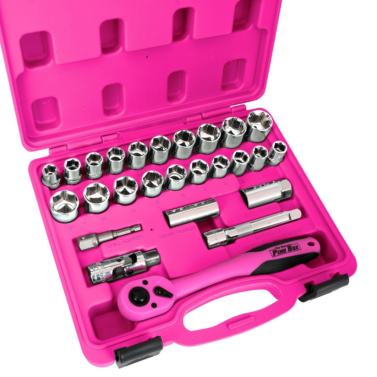 épine barrette & Pin set box (pink) 26-Piece 1/2-in Drive Socket Set, Heavy-Duty, Pink | eBay