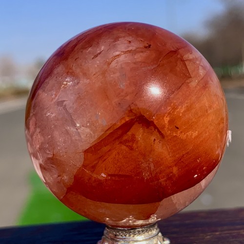 125G Natural Rainbow Flash Deep Red Hematoid Fire Quartz Crysral Sphere Ball - 第 15/23 張圖片