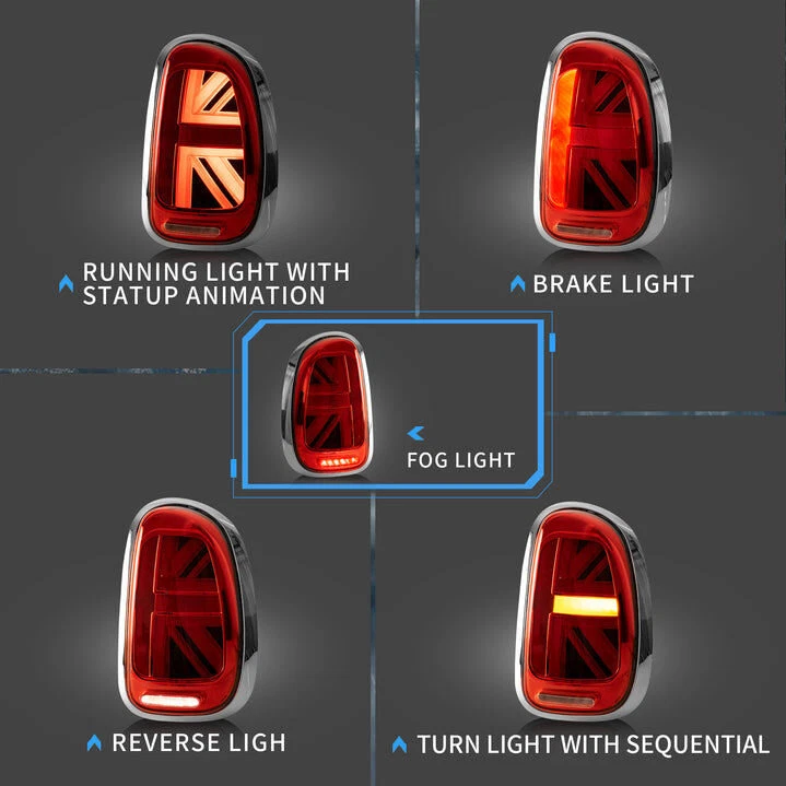 VLAND LED Tail Lights For Mini Cooper Countryman R60 2010-2016 w/Sequential Set - Image 4 of 4