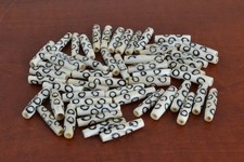 30 PCS BROWN MUD SPOTTED BUFFALO BONE TUBE BEADS 1"