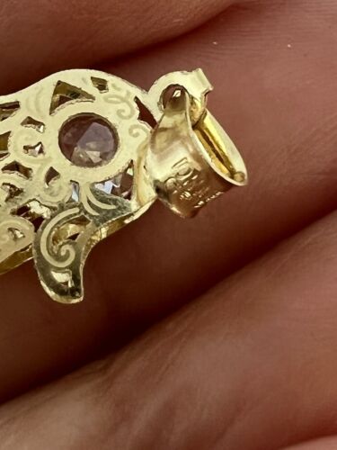 GOLd Hamsa pendant bad evil eye hand nazar Fatima 10k cz charm small .70" Dainty - Picture 8 of 14